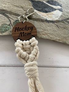 Boho Macrame key chain keychain … hockey mom
