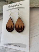 Load image into Gallery viewer, Cherry wood earrings teardrop forest
