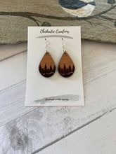Load image into Gallery viewer, Cherry wood earrings teardrop forest
