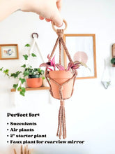 Load image into Gallery viewer, Caught in the Knott- Mini Macrame Plant Hanger | rearview mirror car hanger
