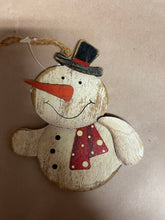 Load image into Gallery viewer, Wooden Snowman ornament
