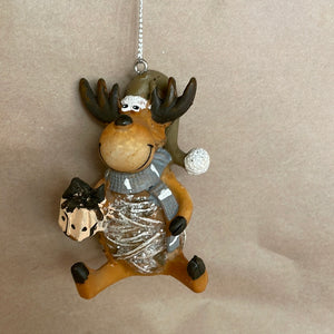 Wool ball reindeer ornament