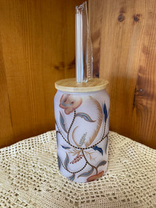 13oz glass frosty cups with lid and straw