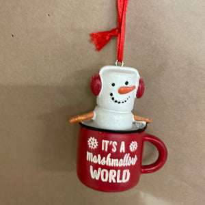 Snowman in a mug ornament