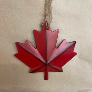 Metal Canadian leaf ornament
