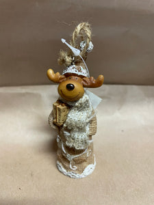 Burlap looking ornament-Moose or Santa