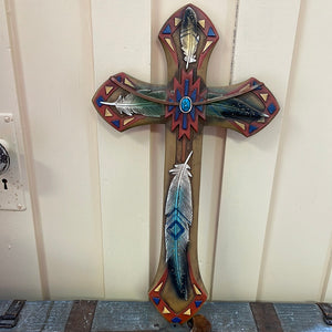 Cross with feathers