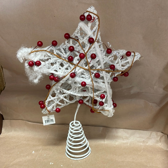 White star tree topper with berries