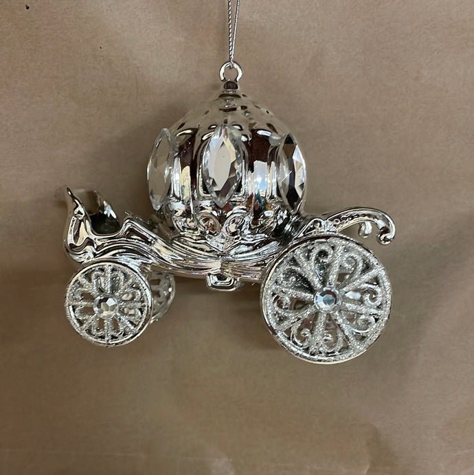 Plastic silver carriage ornament