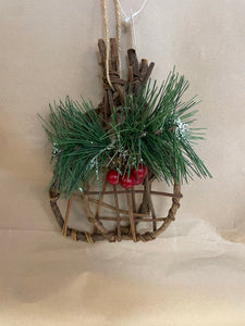 Wood snowshoe ornament