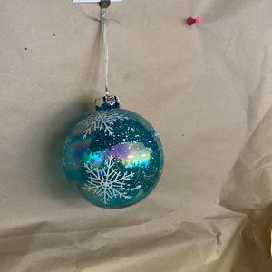 Painted glass with snowflake ornament