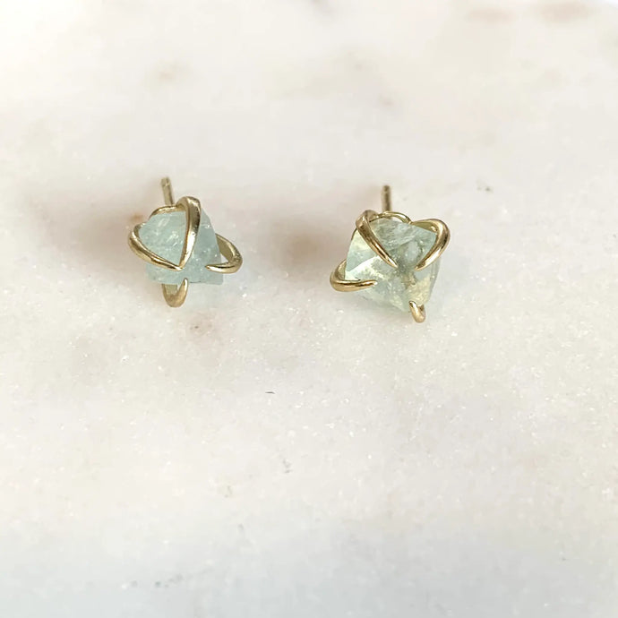 Gold/Green Fluorite Earrings:Royce&Oak