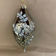 Load image into Gallery viewer, Pewter look, gold, white glass ornament
