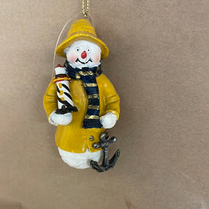 Fishing Snowman ornament