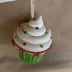 Glitter cupcake ornament