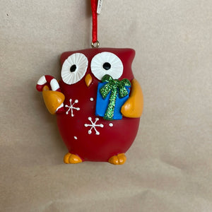 Owl ornament with presents