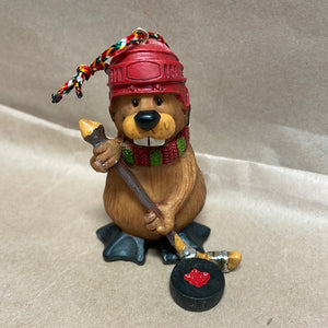 Canadian beaver hockey ornament