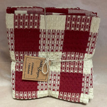 Load image into Gallery viewer, WICKLOW CHECK 3 DISHTOWEL/1 DISHCLOTH SET - RED/CREAM
