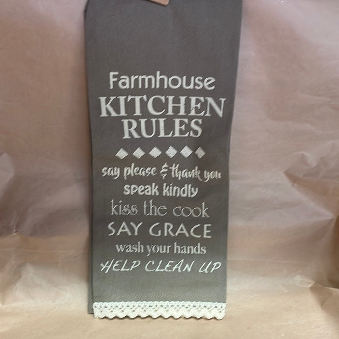 Farmhouse Kitchen Rules Printed Dishtowel