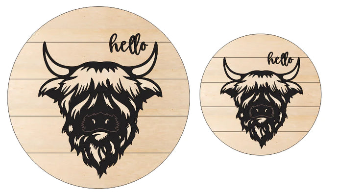 Hello Highland Cow Round 18”