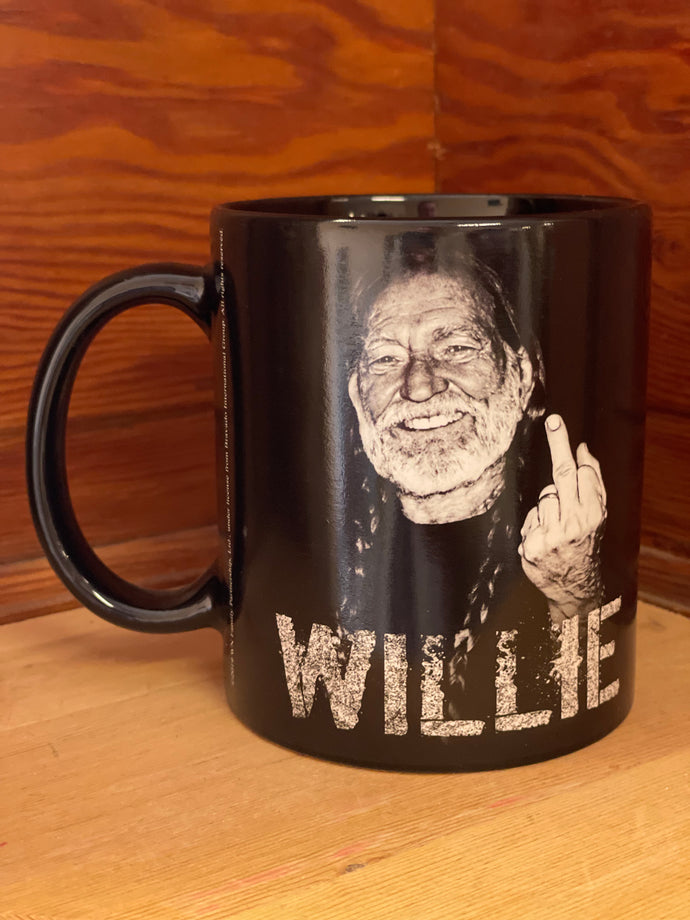 Willie Nelson middle finger mug