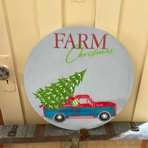 Farm Christmas 16”Round