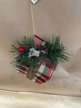 Load image into Gallery viewer, Red/Green plaid gift box ornament
