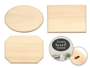 Wood Decor: 6.5x10" Plaques Rect/Oval/Cut-Away Asst 3styles 8 Each x 3 Styles