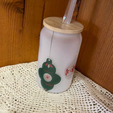 Load image into Gallery viewer, Christmas 13oz glass frostie with bamboo lid and straw
