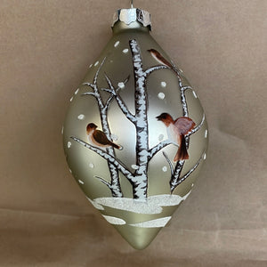 Silver bird glass ornament