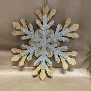 Lg wood snowflake decoration