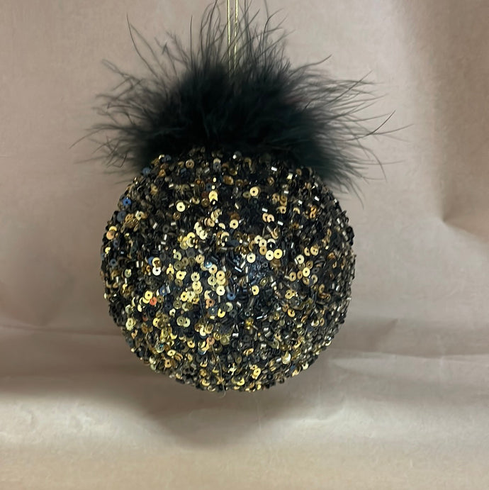 Black/Gold sequin glass ball
