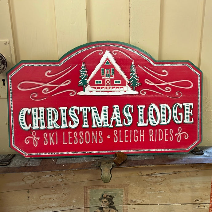Christmas Lodge wood wall art