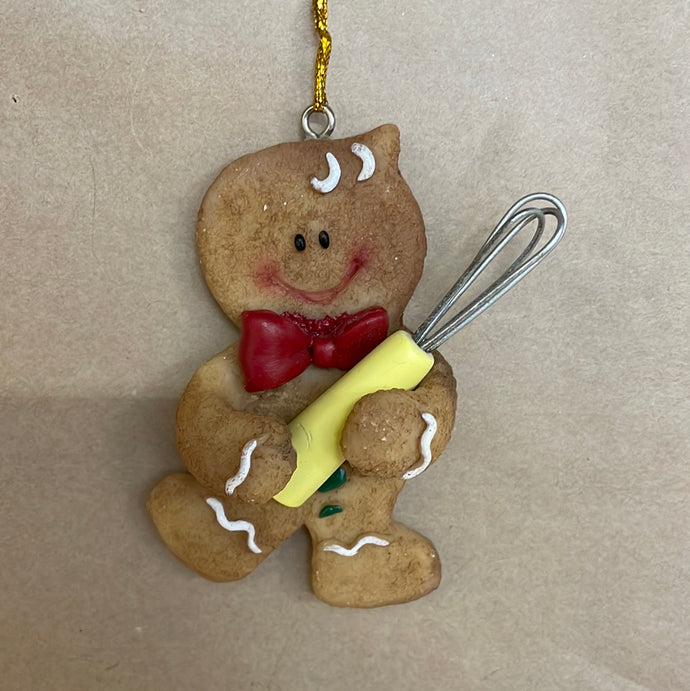 Gingerbread man with wisk ornament