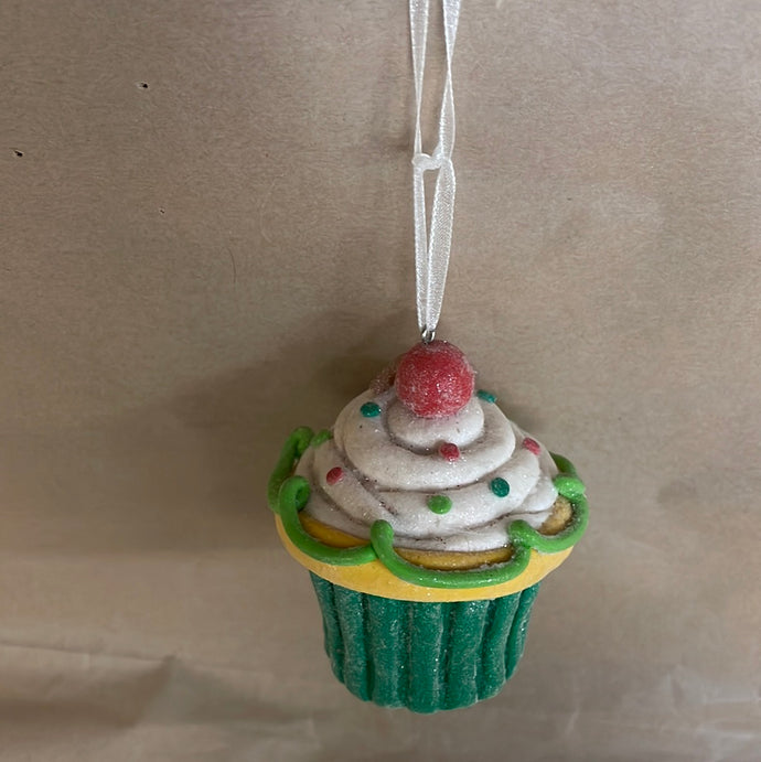 Glitter cupcake ornament