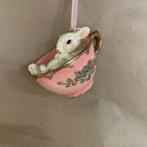 Bunny in teacup ornament