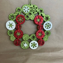 Load image into Gallery viewer, Red/green glitter ornament
