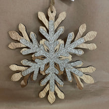 Load image into Gallery viewer, Small Wood Snow flake ornament

